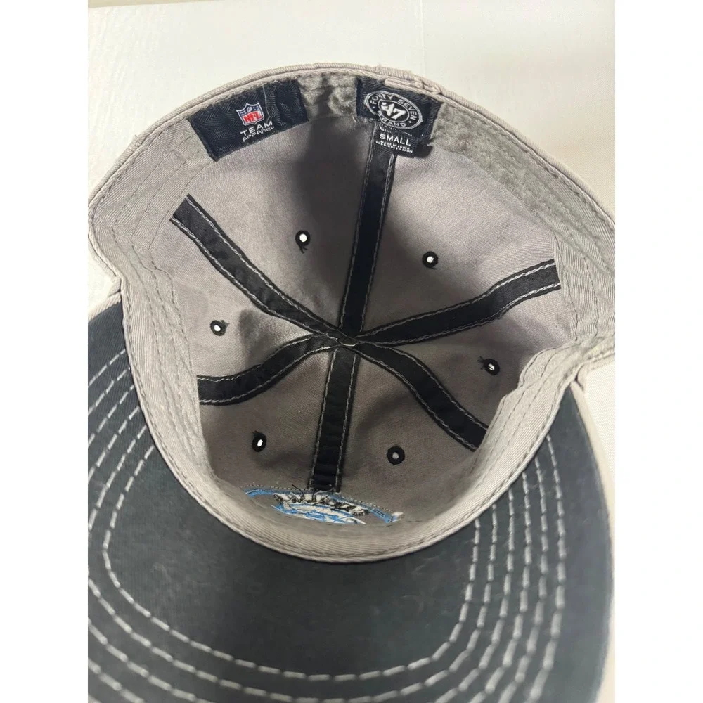 Carolina Panthers NFL 47 Brand Hat Mens Charcoal Gray Distressed Patch Cap Small